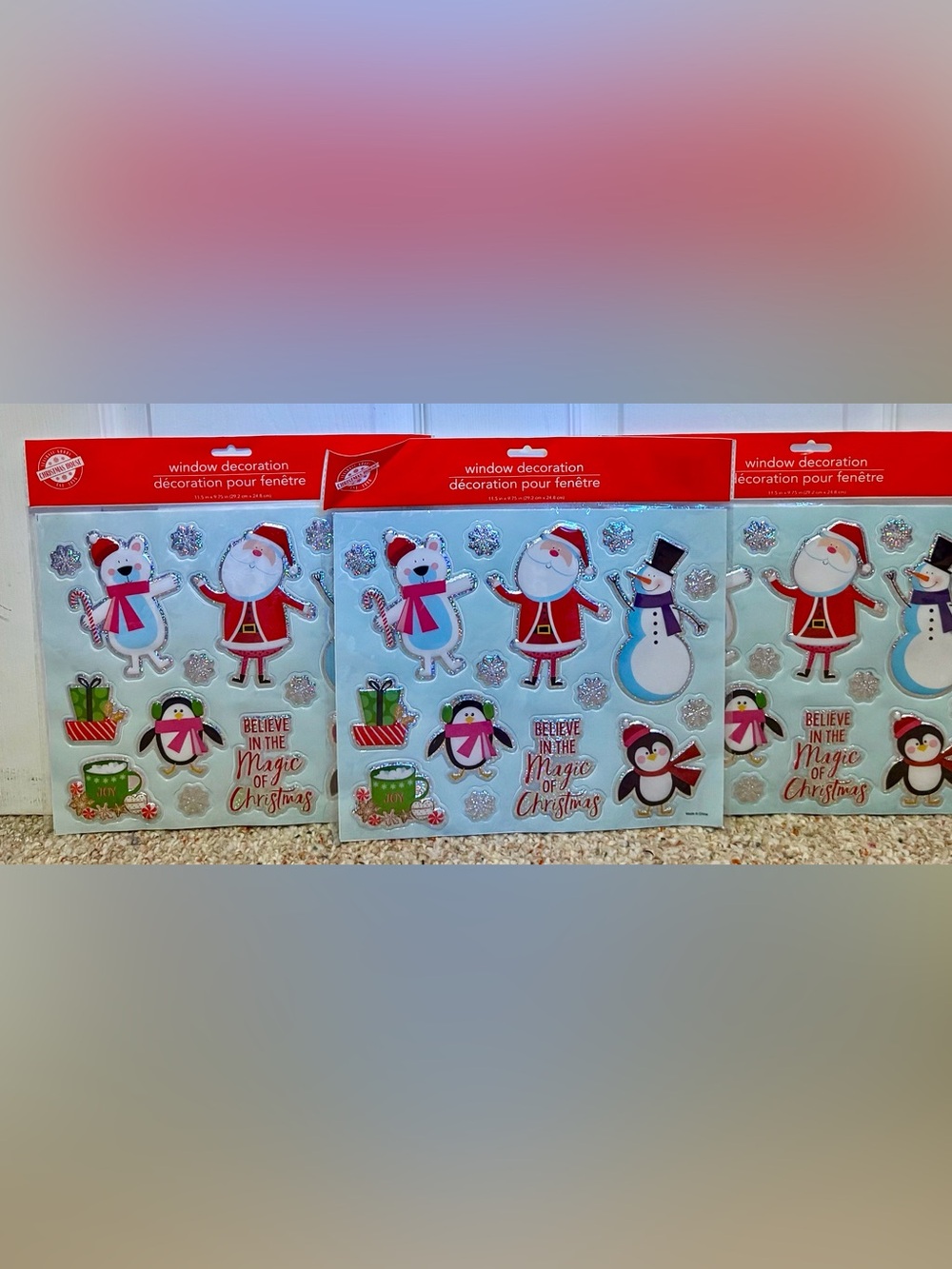 Christmas House NWT Window Decoration Clings Set Of 3